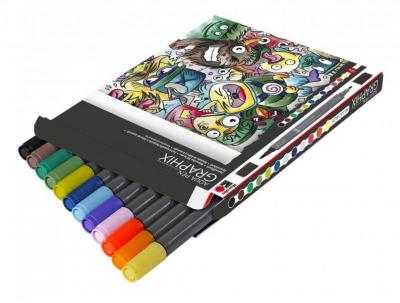 MARABU  Feutres Aquarellables "Graphix", Mega Mash, 12 Pi&egrave;ces