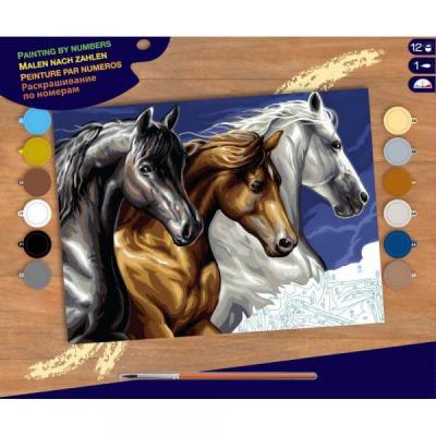 MAMMUT SPIEL & GESCHENK KSG - Kit de peinture a numero - Motif cheveaux
