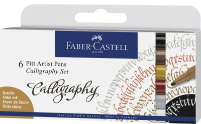  Faber-Castell Pitt Artist Pen Calligraphie India Ink, 6 Pc.