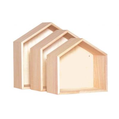 ARTEMIO Set de 3 &eacute;tag&egrave;res maison en bois 30 x 30 cm