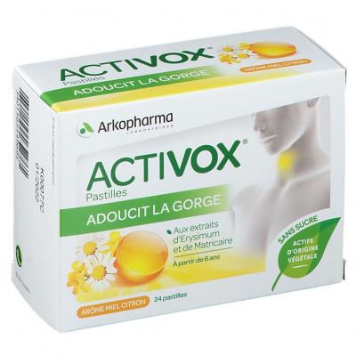 ARKOPHARMA  Activox sans sucre ar&ocirc;me miel citron etui de 24 pastilles