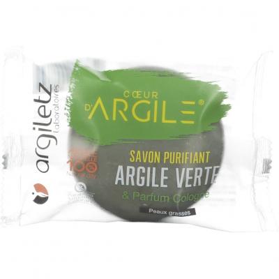 ARGILETZ  Savon Argile Verte Parfum Cologne Bio 100 g - Sachet 1 pain