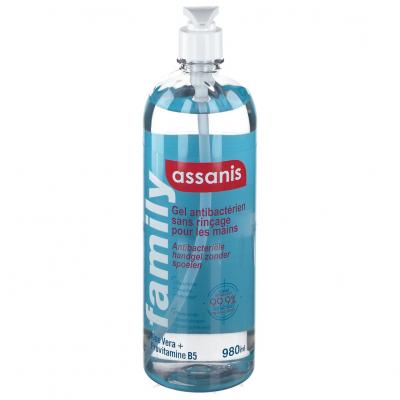 ASSANIS  Family Gel Hydroalcoolique 980 ml - Flacon-Pompe 980 ml