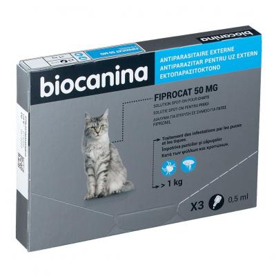 BIOCANINA  Fiprocat 50 MG Solution Spot-on Chats 3 Pipettes de 0,5 ML