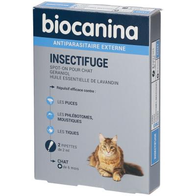 BIOCANINA INSECTIFUGE CHAT 2 pipettes Antiparasitaire externe 