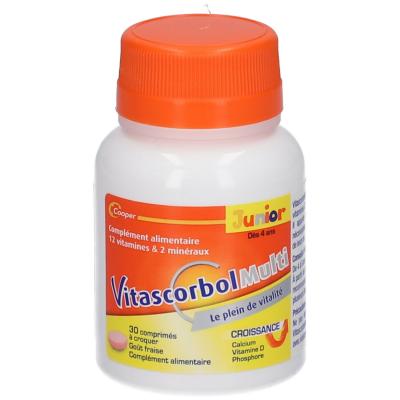 VITASCORBOL  Multi junior croissance bo&icirc;te de 30 comprim&eacute;s&agrave;croquer