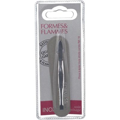 FORMES ET FLAMMES  Pince &Agrave; Epiler Chrom&eacute; Mors Etroits Carr&eacute;s