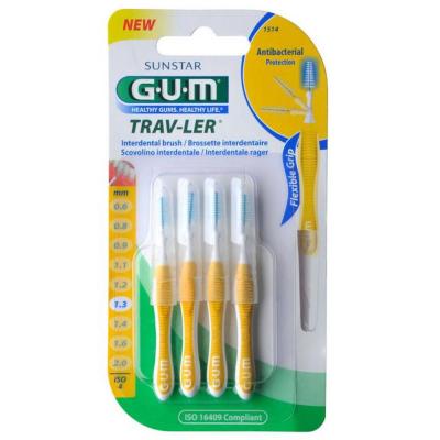 GUM  Travler brossettes interdentaires n&deg;1514 - 1.3mm x4 brossettes