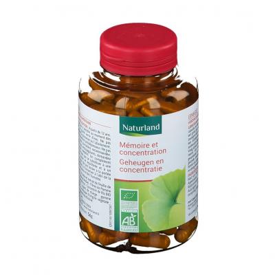 NATURLAND Ginkgo bio, M&eacute;moire et Concentration 150 v&eacute;g&eacute;caps