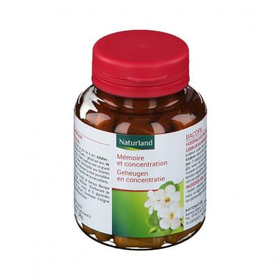 NATURLAND Bacopa, M&eacute;moire et Concentration 75 v&eacute;g&eacute;caps