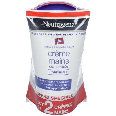 NEUTROGENA  Cr&egrave;me Mains Hydratante Concentr&eacute;e, 2x50ml