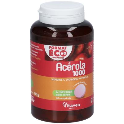 VITAVEA NUTRISANTE Ac&eacute;rola 1000 comprim&eacute;s&agrave;croquer go&ucirc;t cerise x 60