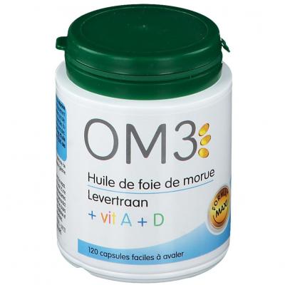 OM3  Huile de Foie de Morue + Vitamines A + D 120 capsules