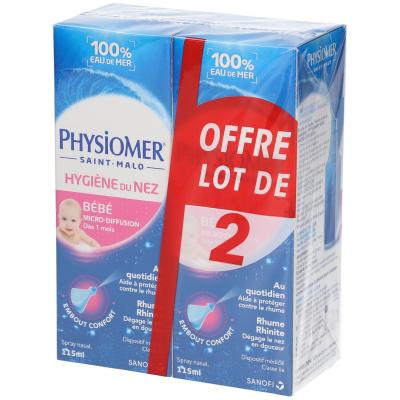 Physiomer hygi&egrave;ne nasale nourrissons micro-diffusion lot de 2 x 115ml