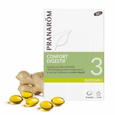 PRANAROM N&deg;3 Confort Digestif Bio 30 Capsules Oleocaps+ Ol&eacute;ocaps Pranar&ocirc;m
