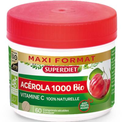 SUPERDIET  Ac&eacute;rola 1000 vitamine C bio pot de 60 comprim&eacute;s