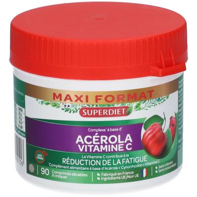 SUPERDIET Super Diet Maxi Pot Acerola Vitamine C 90 comprim&eacute;s s&eacute;cables &agrave; croquer