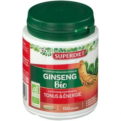 SUPERDIET  Ginseng Panax Ca Meyer Bio - 150 G&eacute;lules - Bo&icirc;te 150 g&eacute;lules