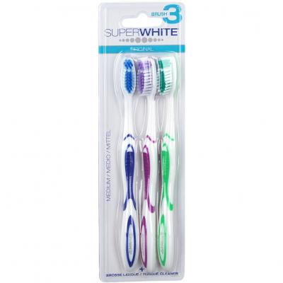 SUPERWHITE  Brosse &agrave; dents family medium, 3 unit&eacute;s