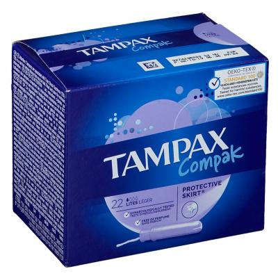 TAMPAX  Compak Light - Paquet de 22 Tampons avec applicateur, Plastique