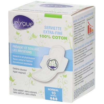 UNYQUE  Serviettes P&eacute;riodique 100% Coton Extra Fines Normal