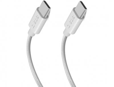 SBS  C&acirc;ble USB iPhone 15 tress&eacute; USB C 3.2 (10Gb/s) , 1m50 blanc