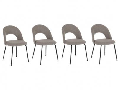 Kave Home - Chaise Mahalia gris clair et pieds en acier peint en noir