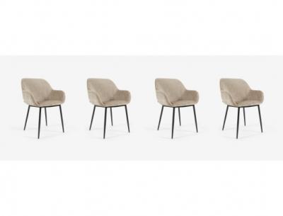 Chaise Lot de 4 fauteuils Konna en chenille beige