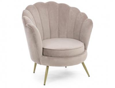 BIZZOTTO Fauteuil corolle Giliola gris beige (velours + laiton) - 