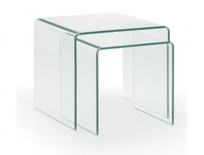 Burano - 2 tables basses gigognes en verre - couleur - transparent