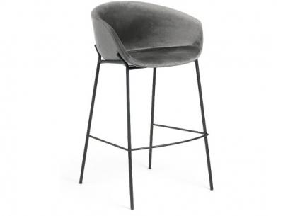 Tabouret de bar Tabouret de bar Zadine velours gris H assise 74cm