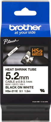 BROTHER  Gaine thermo-r&eacute;tractable HSE-211E - Noir sur blanc