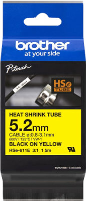 BROTHER  Gaine thermo-r&eacute;tractable HSE-611E - Noir sur jaune