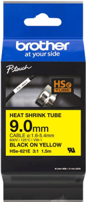 BROTHER  Gaine thermo-r&eacute;tractable HSE-621E - Noir sur jaune