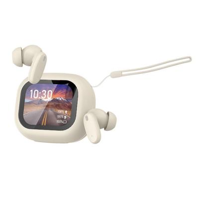 AVIZAR Ecouteurs TWS Bluetooth 5.4 avec Ecran LCD Braga R&eacute;duction de Bruit ANC Beige