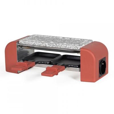 Appareil &agrave; raclette 2 personnes connectable, 450W, Pierre naturelle, Rouge