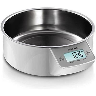 SENCOR Balance de Cuisine avec Plat Amovible en Acier Inoxydable, Blanc