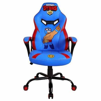 SUBSONIC Chaise Gaming Junior Brawl Stars Bleue Simili Cuir et Broderie Ergonomique et R&eacute;glable - 