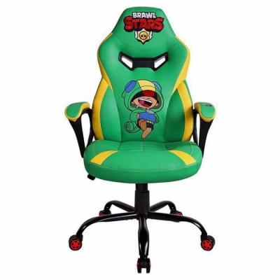 SUBSONIC Chaise Gaming Junior Brawl Stars Verte Simili Cuir et Broderie Ergonomique R&eacute;glable - 