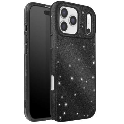 AVIZAR Coque pour iPhone 17 Pro Conception Bi-Mati&egrave;re et Finition Paillet&eacute;e Noir