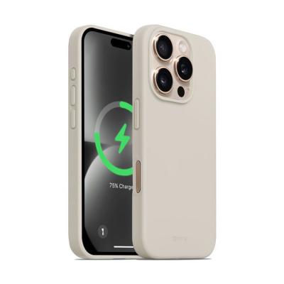 CRONG Coque pour iPhone 16 Pro Max MagSafe en Silicone Souple Antichocs  Beige