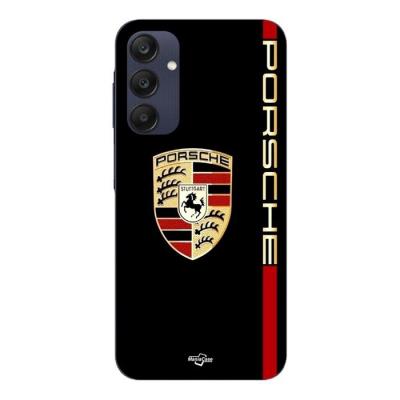 CAPACHEAP Coque Pour Samsung galaxy A25 PORSCHE logo rouge et dor&eacute;e fond noir