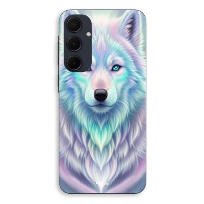 MANIACASE Coque Pour Samsung galaxy A35 Loup blanc reflet violet  noir