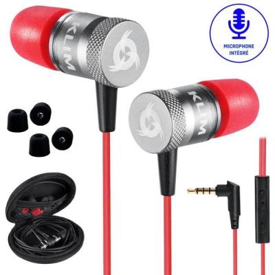 KLIM  Fusion Ecouteurs Haute Qualit&eacute; Audio - Rouge