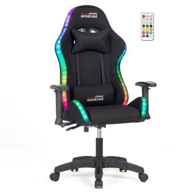 AMSTRAD Fauteuil Gamer -  - AMS-LED-FUSION-BK - Noir - &Eacute;clairage LED - R&eacute;glable en hauteur