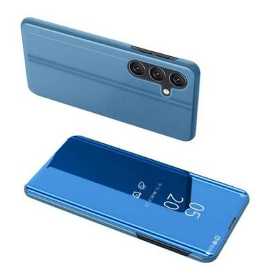 HTDMOBILES Housse pour Samsung Galaxy A17 5G - etui coque portefeuille clear view miroir + verre trempe - BLEU
