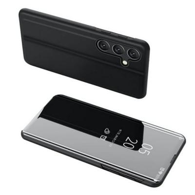 HTDMOBILES Housse pour Samsung Galaxy A17 5G - etui coque portefeuille clear view miroir + film ecran - NOIR