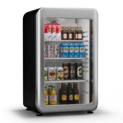KLARSTEIN Audrey Evo R&eacute;frig&eacute;rateur &agrave; boissons Porte en verre Mini Bar Mini Frigo 93 L Design r&eacute;tro Gris