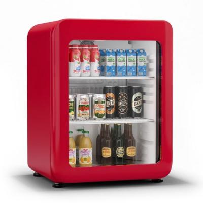 KLARSTEIN Audrey Evo R&eacute;frig&eacute;rateur &agrave; boissons Porte en verre Mini Bar Mini Frigo 68 L Design r&eacute;tro Rouge