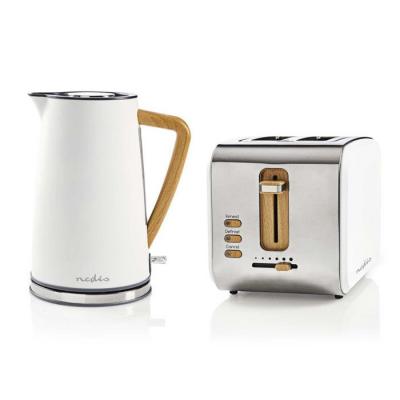 NEDIS Pack Soft Touch Bouilloire Blanche 1.7L + Grille Pain Blanc 900W